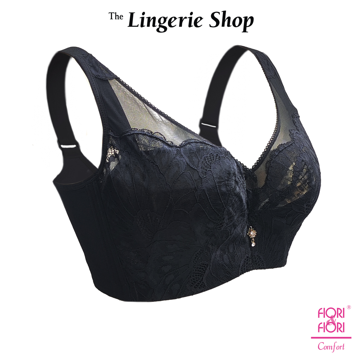 Fiori & Fiori Elizabeth Wired Lace Plus Size Support Bra Bralette E-Cup 10-11137